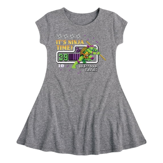 Teenage Muntant Ninja Turtle - Its Ninja Time Donnie - Toddler And Youth Girls Fit And Flare Dress