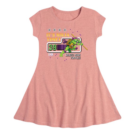 Teenage Muntant Ninja Turtle - Its Ninja Time Donnie - Toddler And Youth Girls Fit And Flare Dress