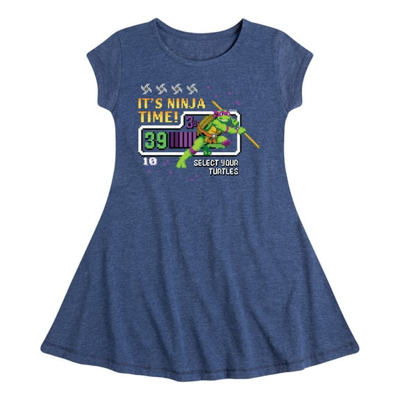 Teenage Muntant Ninja Turtle - Its Ninja Time Donnie - Toddler And Youth Girls Fit And Flare Dress