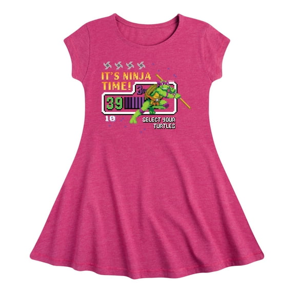 Teenage Muntant Ninja Turtle - Its Ninja Time Donnie - Toddler And Youth Girls Fit And Flare Dress