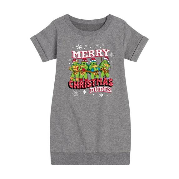 Teenage Muntant Ninja Turtle - Merry Christmas Dude - Toddler And Youth Girls Fleece Dress