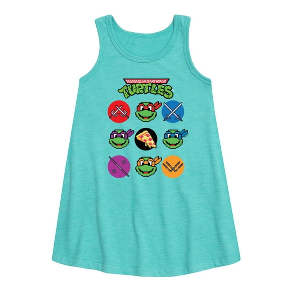 Teenage Muntant Ninja Turtle - Turtles Character Grid - Toddler and Youth Girls A-line Dress