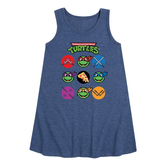 Teenage Muntant Ninja Turtle - Turtles Character Grid - Toddler and Youth Girls A-line Dress