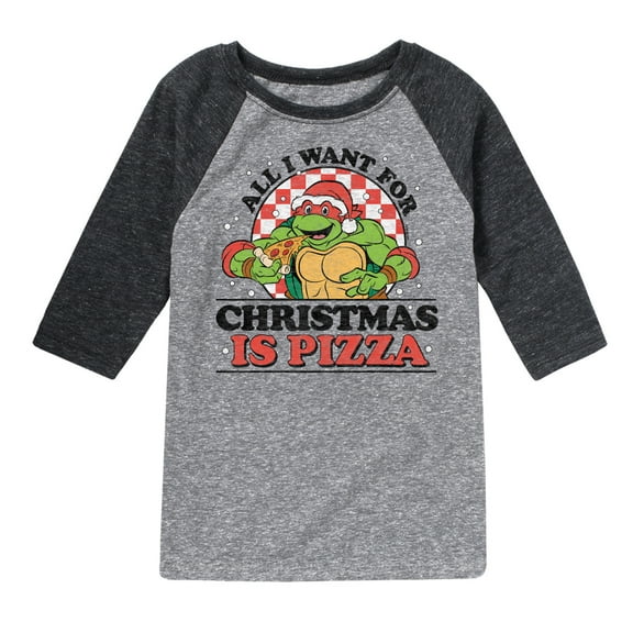 Teenage Muntant Ninja Turtles - All I Want For Christmas  - Toddler And Youth Raglan Graphic T-Shirt
