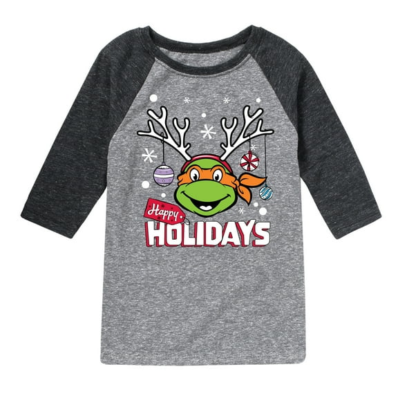 Teenage Muntant Ninja Turtles - Happy Holidays - Toddler And Youth Raglan Graphic T-Shirt