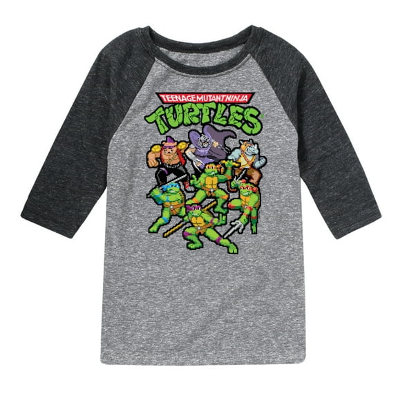 Teenage Muntant Ninja Turtles - Pixel Gaming Group - Toddler And Youth Raglan Graphic T-Shirt