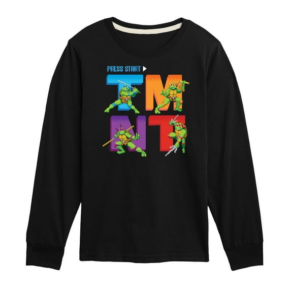 Teenage Muntant Ninja Turtles - Press Start Grid - Toddler And Youth Long Sleeve Graphic T-Shirt