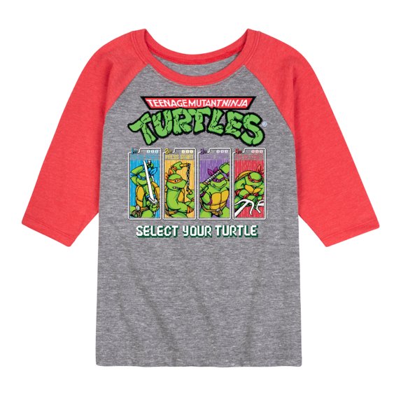Teenage Muntant Ninja Turtles - Select Your Turtle Video Game - Toddler And Youth Raglan Graphic T-Shirt