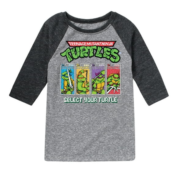 Teenage Muntant Ninja Turtles - Select Your Turtle Video Game - Toddler And Youth Raglan Graphic T-Shirt