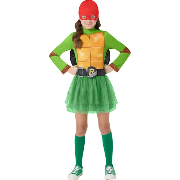 Teenage Mutant Ninja Turtle 4-in 1 Dress, Halloween Costume for Children, Girls' Size L (10/12), by Inspirit Designs