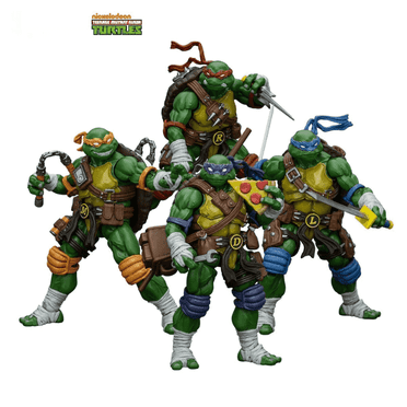 Teenage Mutant Ninja Turtles 1:18 Scale Action Figures 4-Pack, Articulated Collectible Toys with Weapons, TMNT Model Set for Kids and Fans