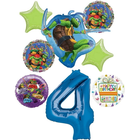 Teenage Mutant Ninja Turtles 4th Birthday Party Supplies and TMNT Balloon Bouquet Decorations