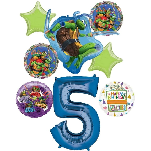 Teenage Mutant Ninja Turtles 5th Birthday Party Supplies and TMNT Balloon Bouquet Decorations