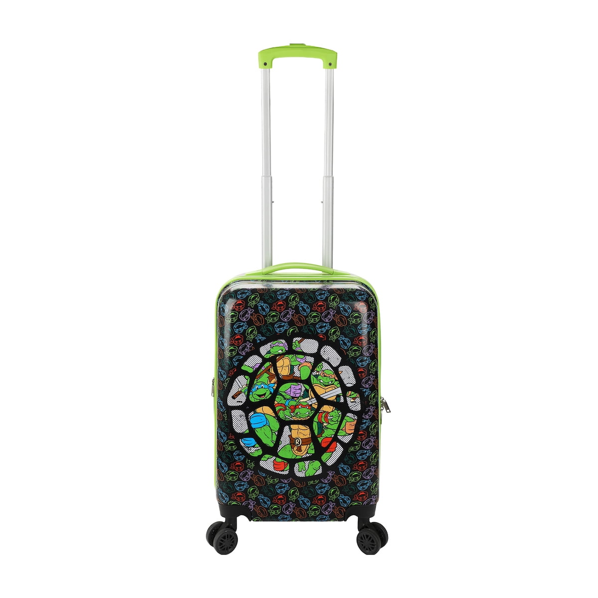 Teenage Mutant Ninja Turtles All Over Character Print Behind Turtle Shell Design Black 20 Carry On Luggage