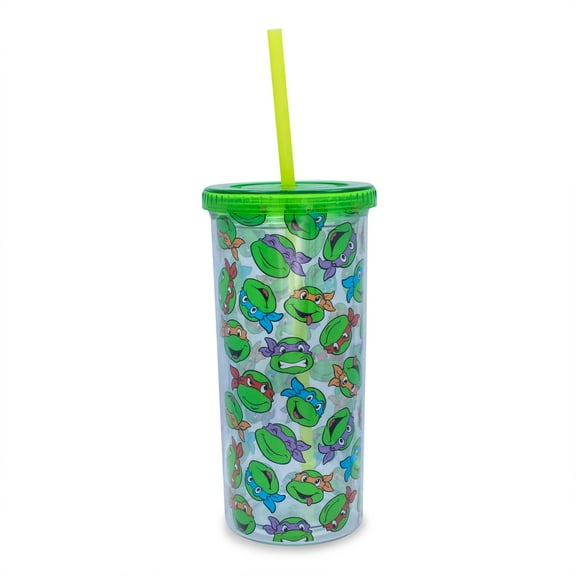 Teenage Mutant Ninja Turtles Allover Faces Carnival Cup With Lid and Straw