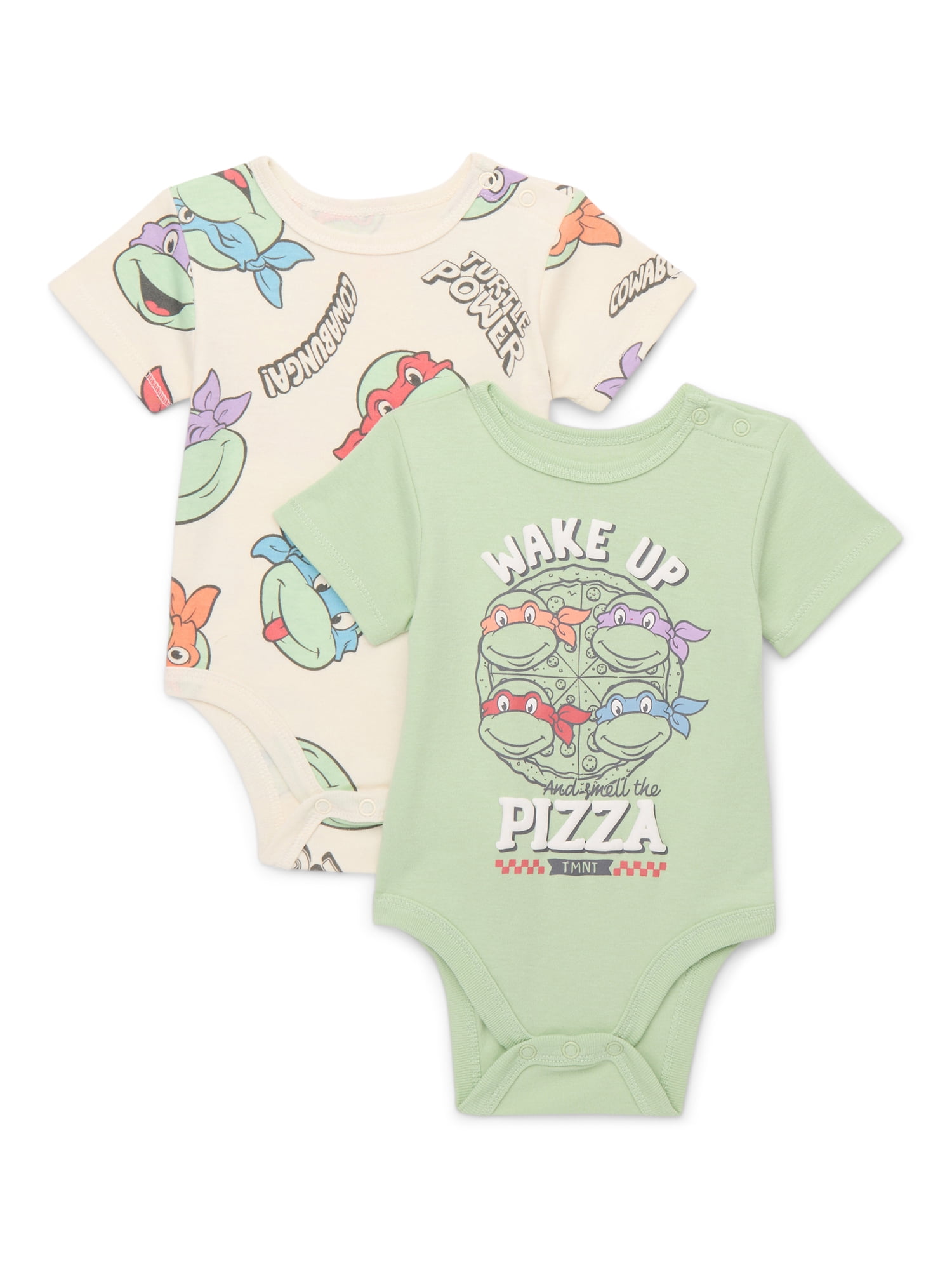 Teenage Mutant Ninja Turtles Baby Boys Graphic Bodysuits with Short Sleeves, 2-Pack, Sizes 0/3M-24M