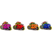 Teenage Mutant Ninja Turtles Backflip Riders 4-Pack, TMNT Rev-Up Motorcycle Toy Vehicles with Backflip Stunt Action, Rubber Tires, Mutant Mayhem Toy Set for Kids Ages 5+