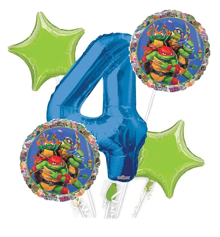 Anagram TMNT Themed 4th Birthday Balloon Bouquet - 5 pcs Party