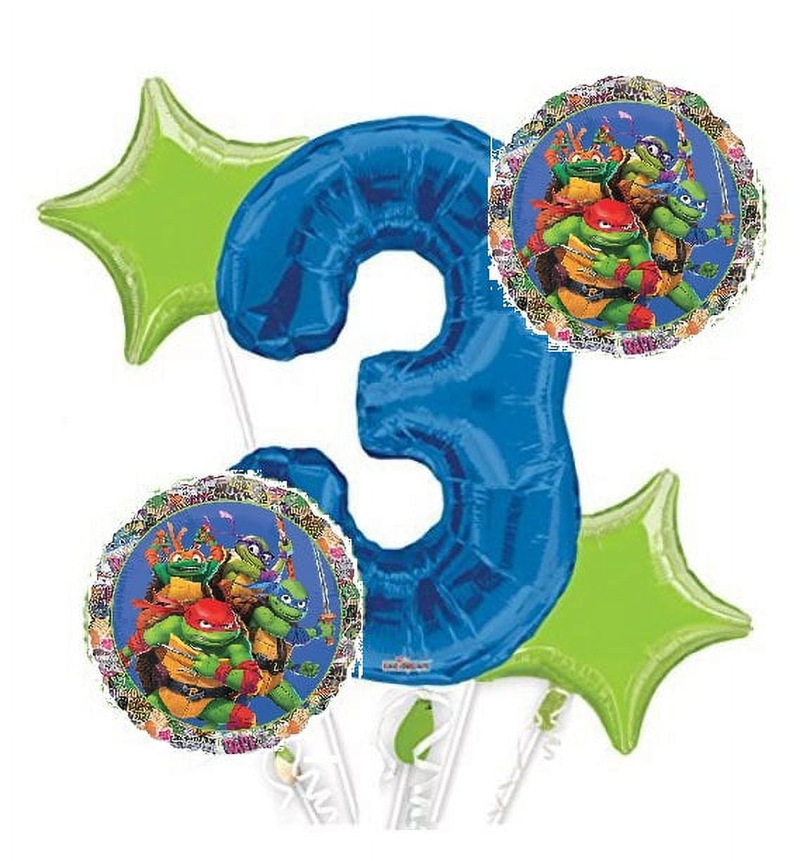 Teenage Mutant Ninja Turtles Balloon Bouquet 5 pc 3rd Birthday | Viva Party Balloon Collection
