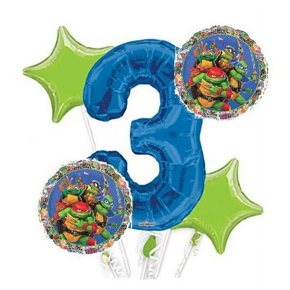 Teenage Mutant Ninja Turtles Balloon Bouquet 5 pc 3rd Birthday | Viva Party Balloon Collection