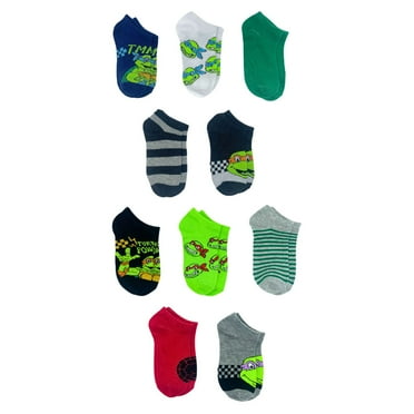 Teenage Mutant Ninja Turtles, Boy's No-Shows Socks, 10-Pack, Size 7.5-3.5