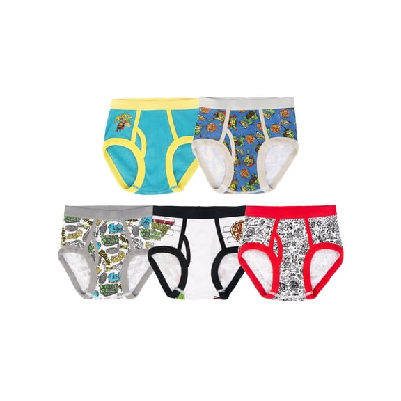 Teenage Mutant Ninja Turtles Boys Cotton Brief Character Underwear, 5-Pack, Size 4