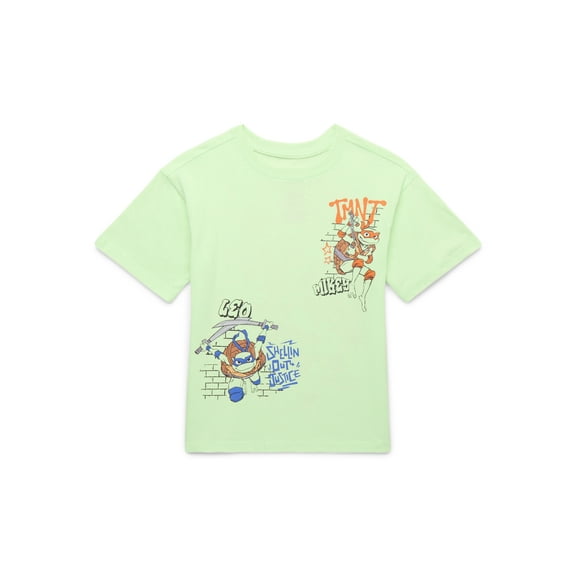 Teenage Mutant Ninja Turtles Boys' Front Back Graphic Tee with Short Sleeves, Sizes 4-18