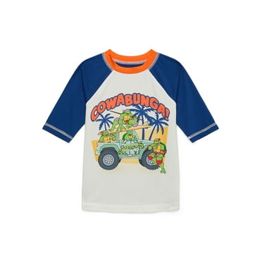 Teenage Mutant Ninja Turtles Boys’ Graphic Rashguard with Short Sleeves and UPF 50+, Sizes 4-12