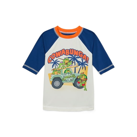 Teenage Mutant Ninja Turtles Boys’ Graphic Rashguard with Short Sleeves and UPF 50+, Sizes 4-12