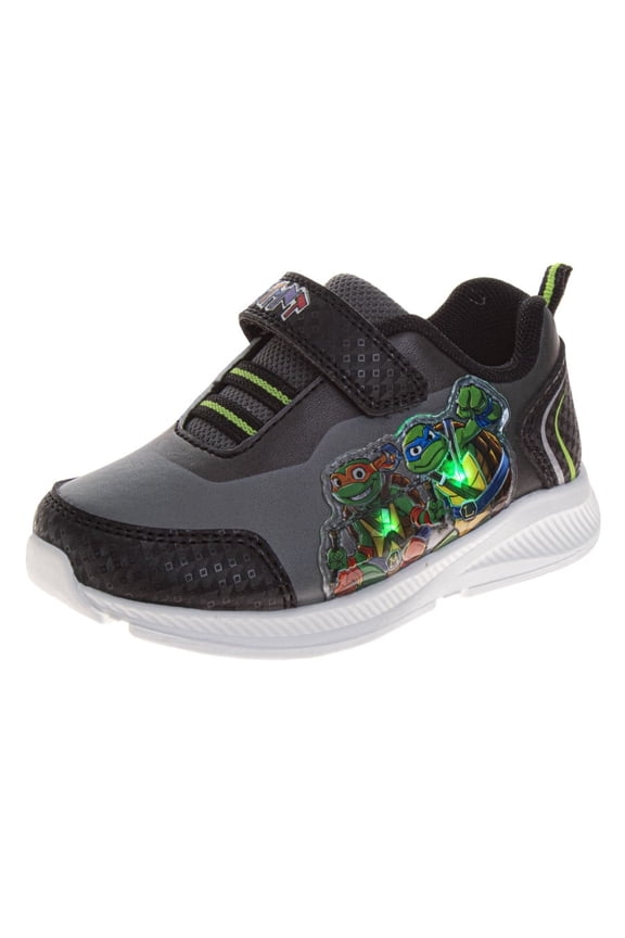 Teenage Mutant Ninja Turtles Boys Light Up Sneakers. (Toddler Little Kids), Gray Black, Size: 9