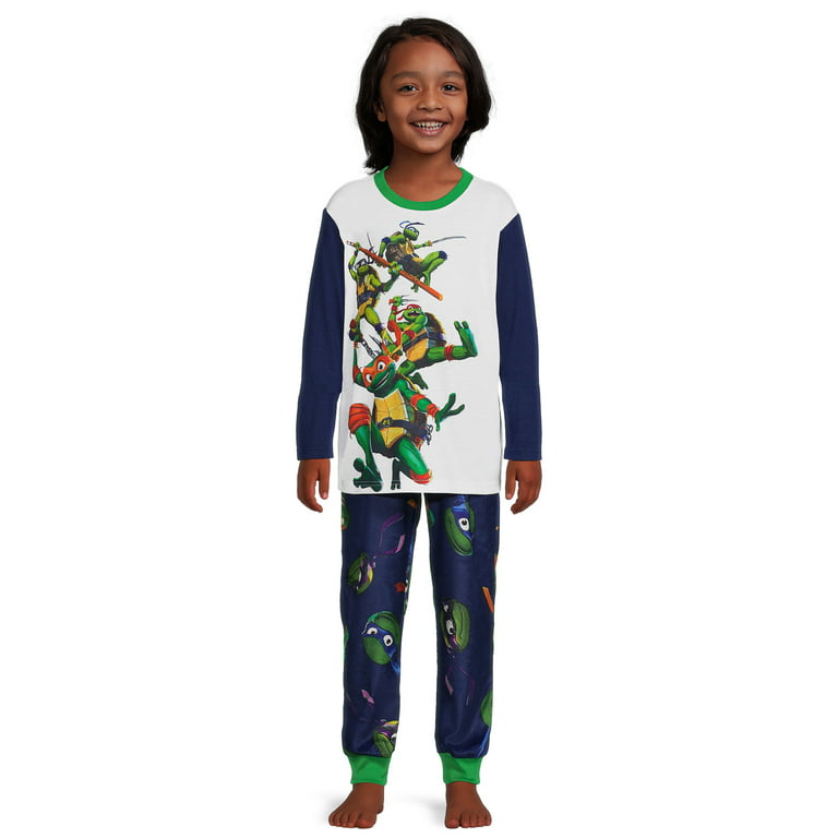 Teenage Mutant Ninja Turtles Boys Long Sleeve Graphic Top and Fleece Pants  Pajama Set, 2-Piece, Sizes 4-12