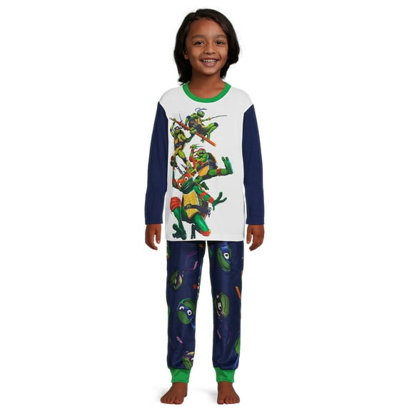 Teenage Mutant Ninja Turtles Boys Long Sleeve Graphic Top and Fleece Pants Pajama Set, 2-Piece, Sizes 4-12