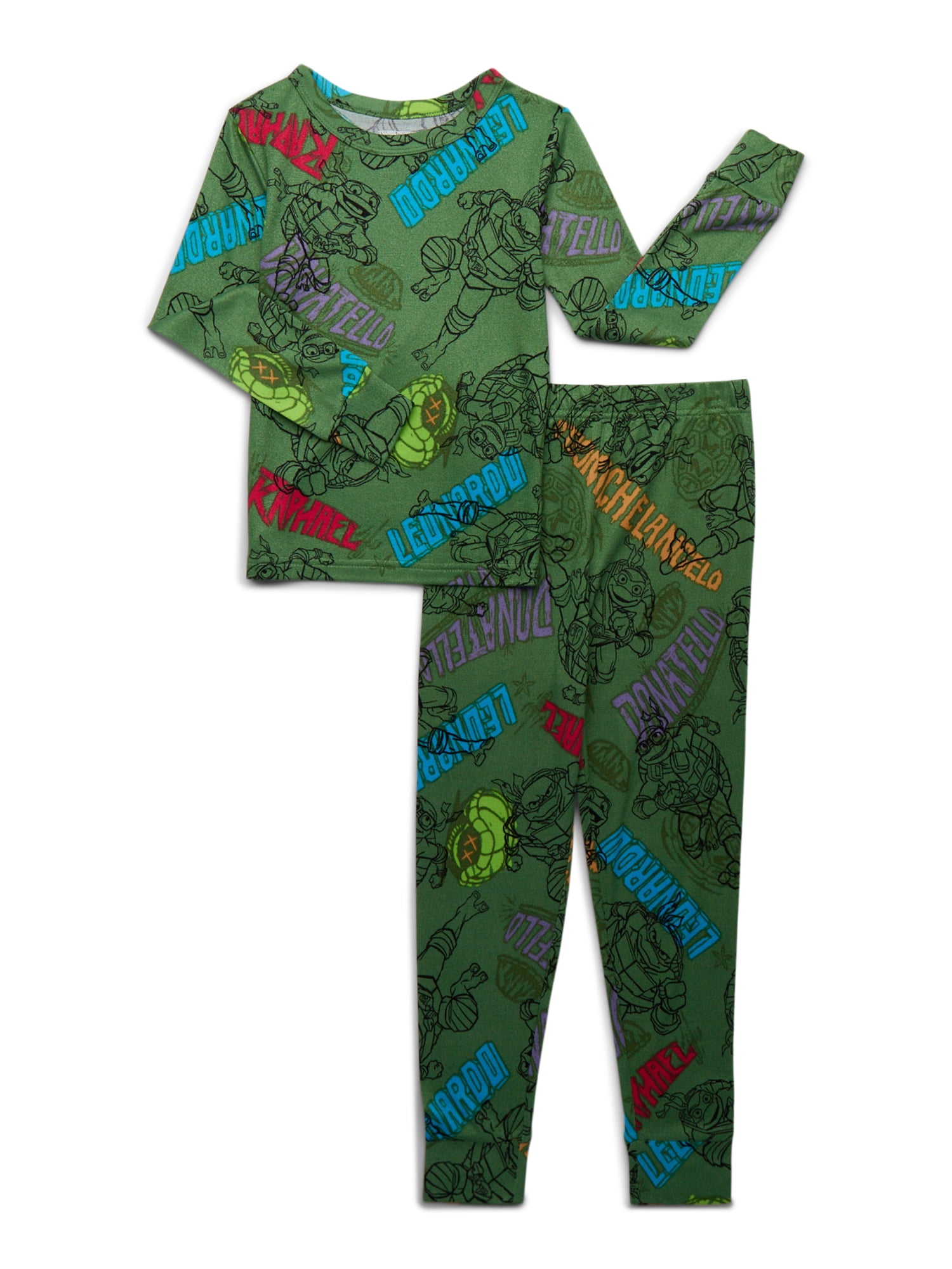 Teenage Mutant Ninja Turtles Boys’ Long Sleeve Top and Pants Pajama Set, 2-Piece, Sizes 4-10