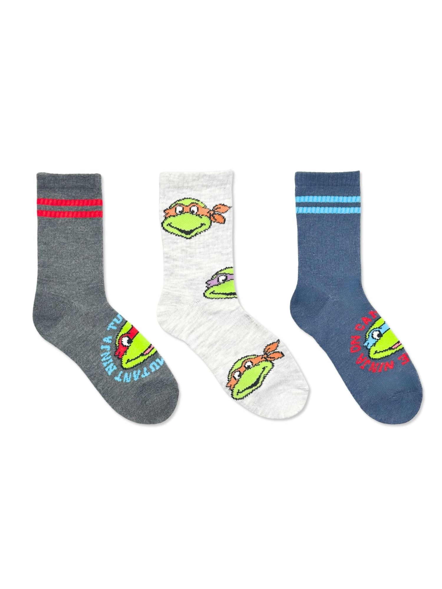 Teenage Mutant Ninja Turtles Boys Mid-Crew Socks, 3-Pack, Sizes S/M-M/L