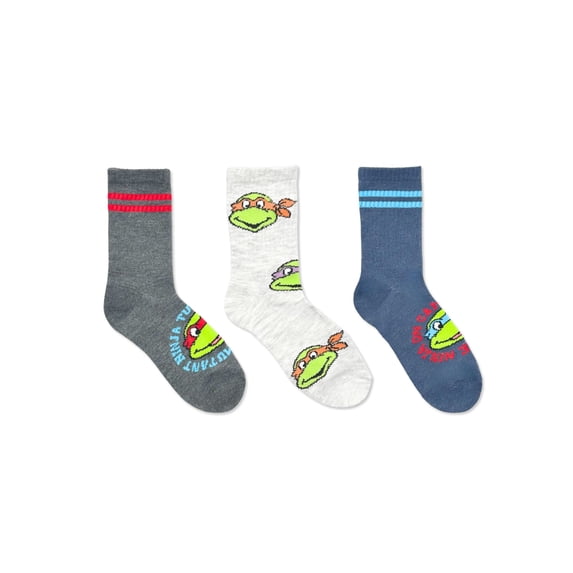 Teenage Mutant Ninja Turtles Boys Mid-Crew Socks, 3-Pack, Sizes S/M-M/L