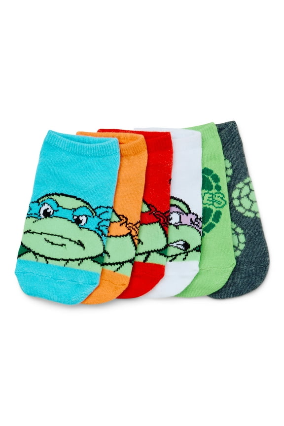 Teenage Mutant Ninja Turtles Boys No-Show Socks, 6-Pack, Sizes S-L
