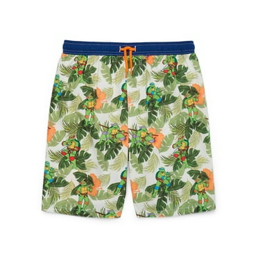 Teenage Mutant Ninja Turtles Boys’ Print Swim Trunks with UPF 50+, Sizes 4-12