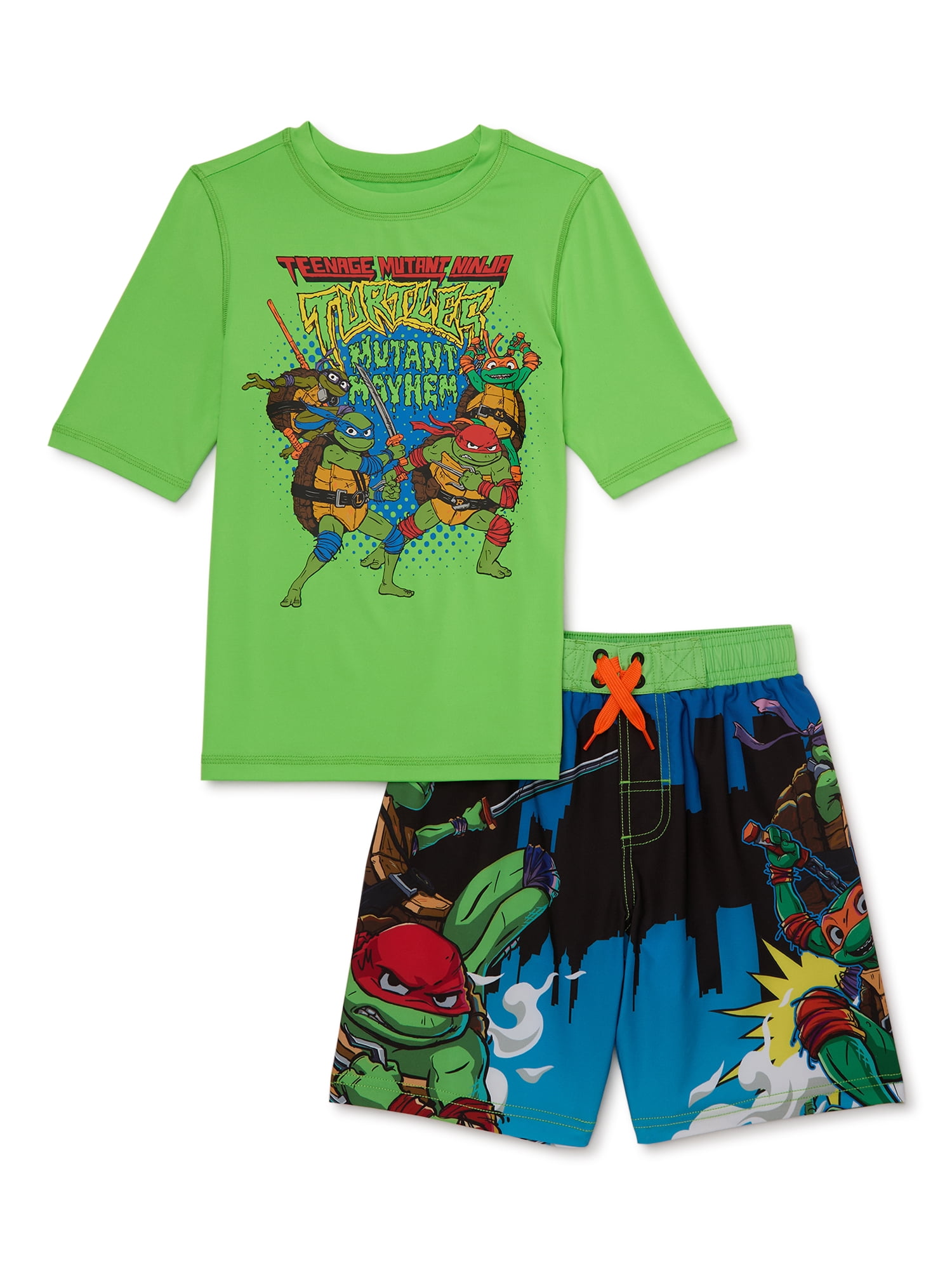 Teenage Mutant Ninja Turtles Boys Rash Guard and Swim Shorts Swim Set