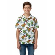 Boys Cotton Graphic Button Up Shirt with Short Sleeves, Sizes 4-18