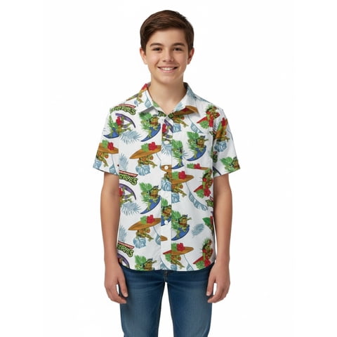 Boys Cotton Graphic Button Up Shirt with Short Sleeves, Sizes 4-18