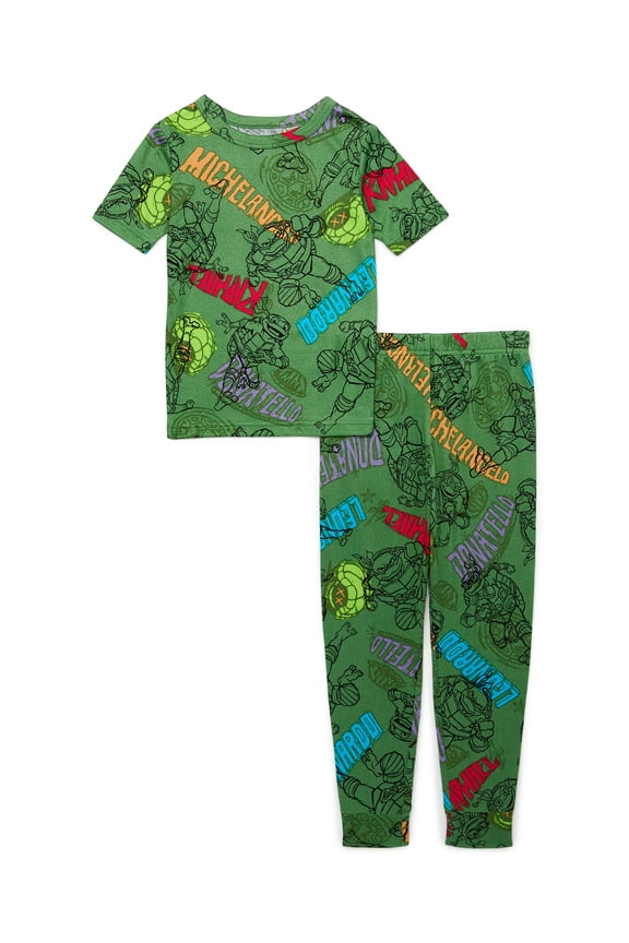 Teenage Mutant Ninja Turtles Boys Short Sleeve Top and Pants Pajama Set, 2-Pieces, Sizes 4-10