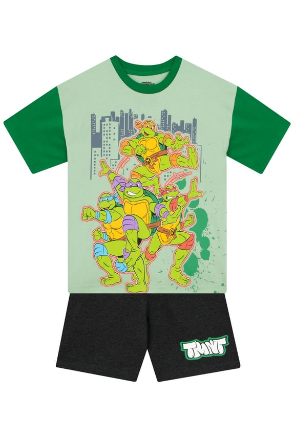 Boys T-Shirt And Shorts Set Green Sizes 6-14