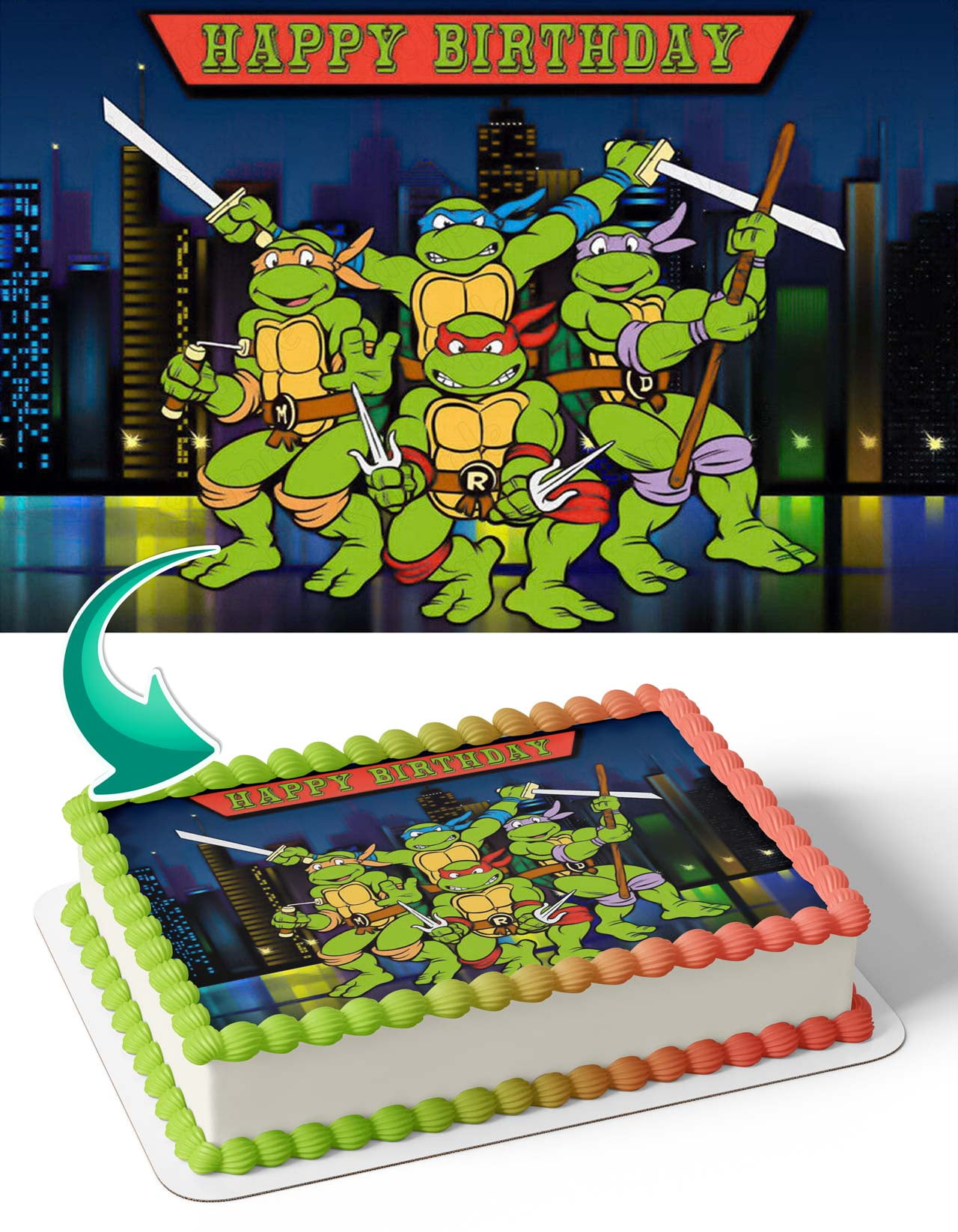Teenage Mutant Ninja Turtles Cartoon Edible Cake Image Topper Birthday Photo Icing Fondant Decoration Print 1/4 Sheet - Walmart.com teenage-mutant-ninja-turtles-cartoon-edible-cake-image-topper-birthday-photo-icing-fondant-decoration-print-1-4-sheet-walmart-com