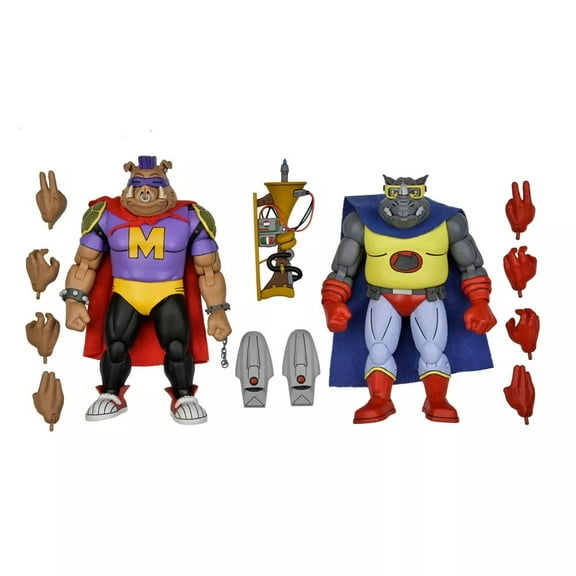 Teenage Mutant Ninja Turtles Cartoon Mighty Hog and Rhino Man Action Figures, 2 Pack