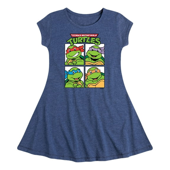 Teenage Mutant Ninja Turtles - Character Blocks - Girls Fit And Flare Cap Sleeve Dress
