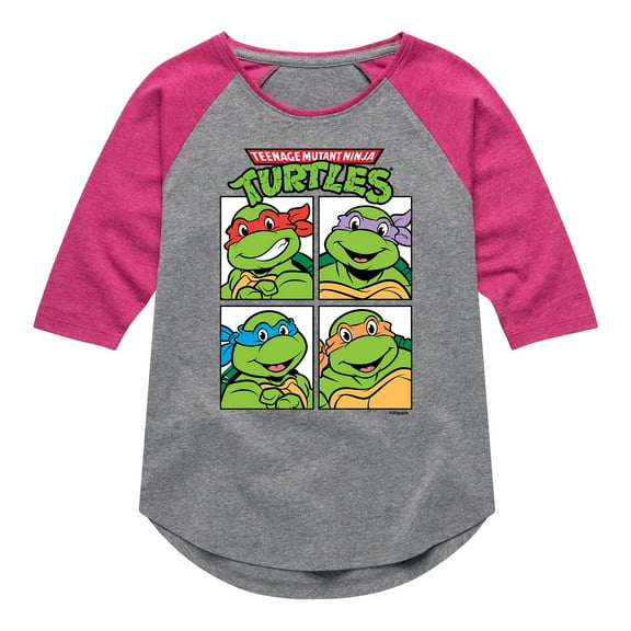 Teenage Mutant Ninja Turtles - Character Blocks - Girls Shirt Tail Raglan