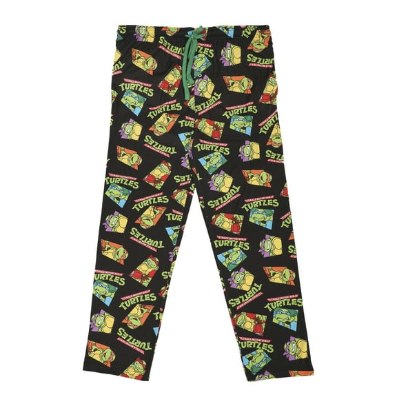 Teenage Mutant Ninja Turtles Character Squares Men's Black Sleep Pajama Pants-Medium
