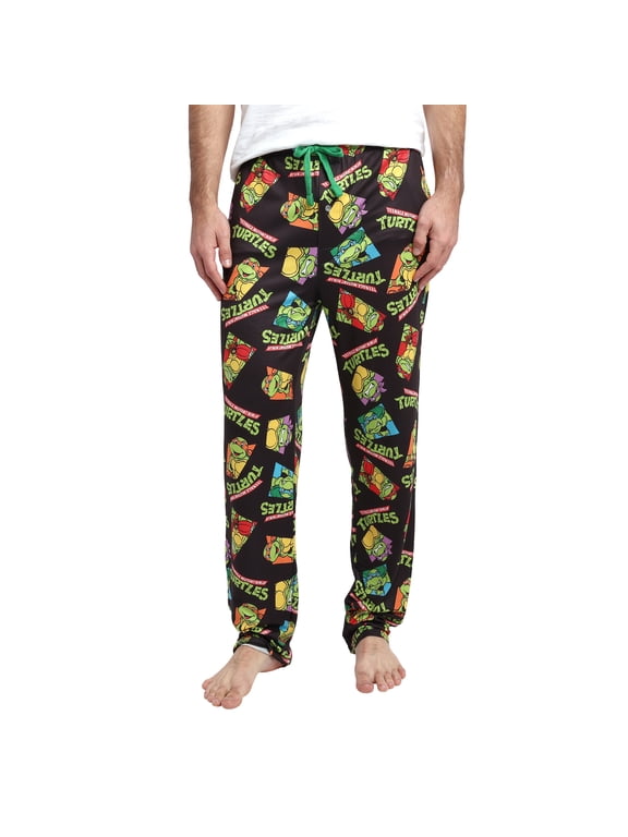 Teenage Mutant Ninja Turtles Character Squares Men's Black Sleep Pajama Pants-Small