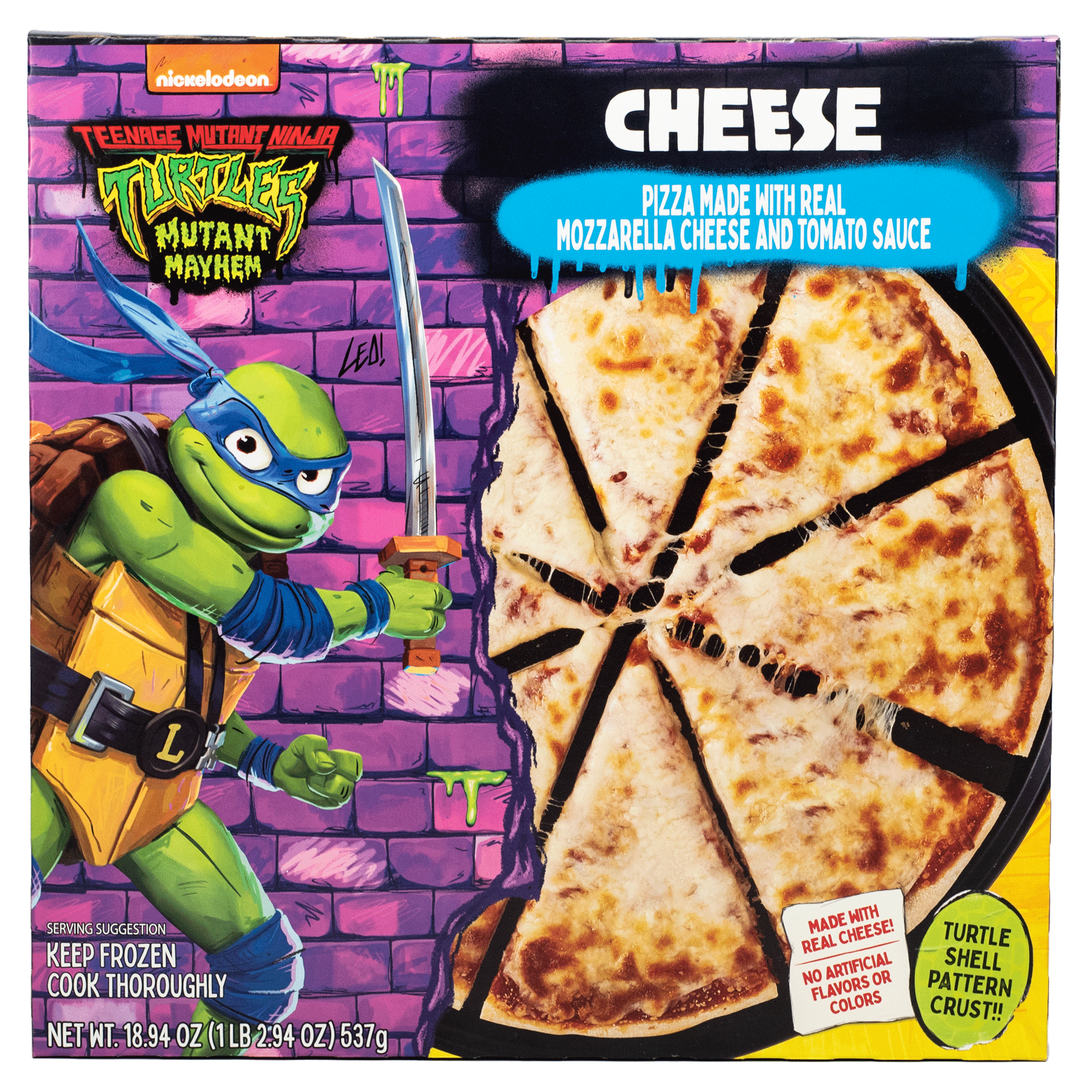 Teenage Mutant Ninja Turtles Cheese Pizza, Turtle Shell Pattern Crust,  Marinara Sauce, 18.94oz (Frozen)