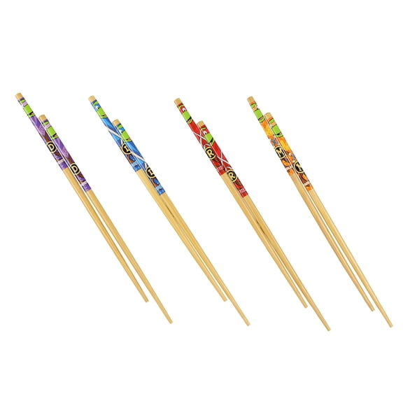 Teenage Mutant Ninja Turtles Chopsticks 4-Pair 9.5" TMNT Character Designs Reusable Utensil Set